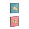 13" x 13" Multicolored Bird 3D Textured Canvas Wall Art Set with Black Frame & Gold Foil Accents